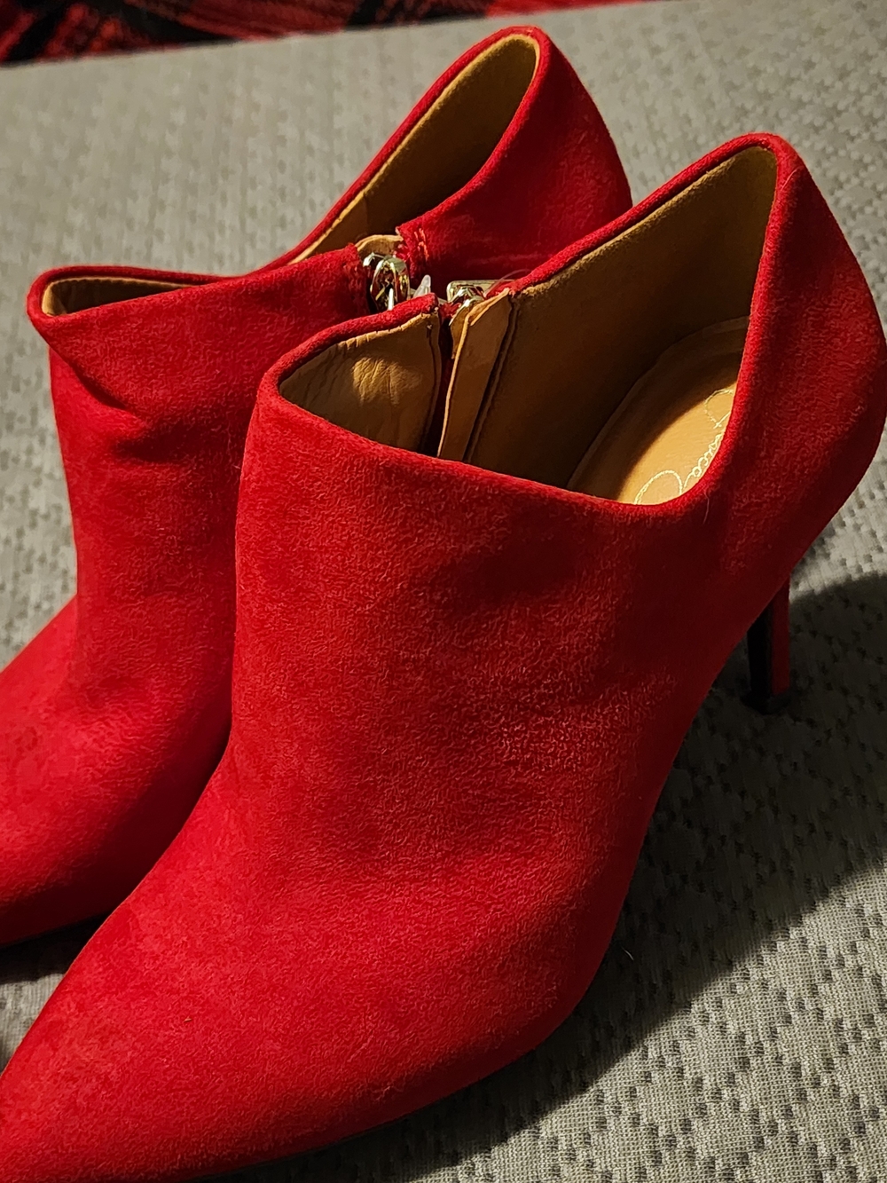 Women's  Jessica Simpson Red Suede Ankle Booties - Sleek Pointed Heel